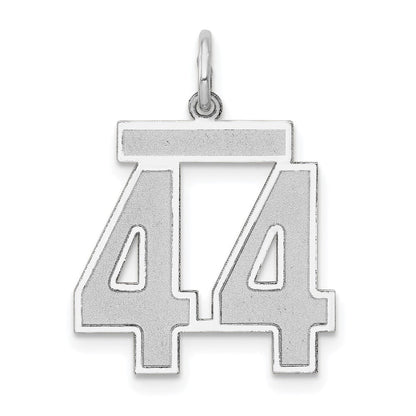 Charm „Zahl 44“ mit Satinfinish aus 14K Weißgold, mittelgroß