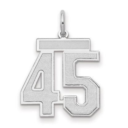 14K Weißgold mattierter Charm „Zahl 45“ in mittlerer Größe
