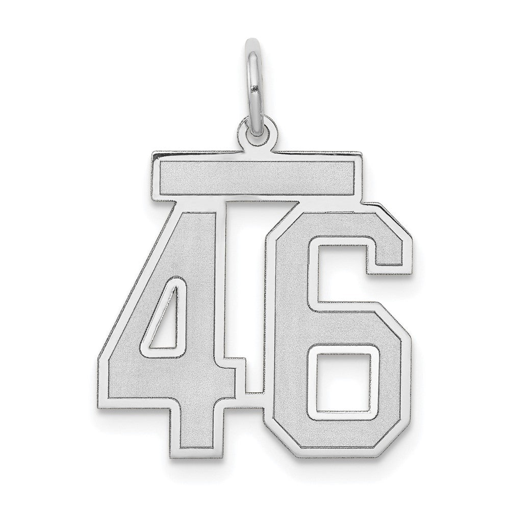 14K Weißgold Medium Satin Zahl 46 Charm