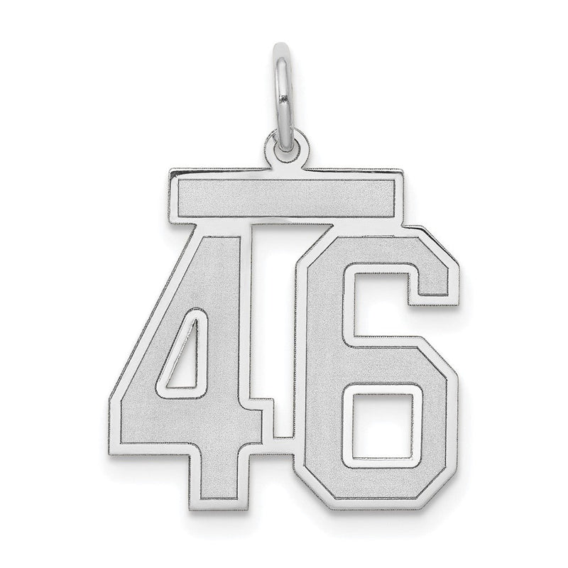 14K Weißgold Medium Satin Zahl 46 Charm