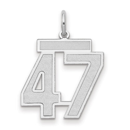 585 Weißgold Zahl 47 Anhänger, mittelgroß, satiniert