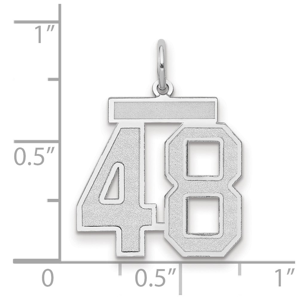 14k Weißgold Charm „Zahl 48“, mittelgroß, satiniert