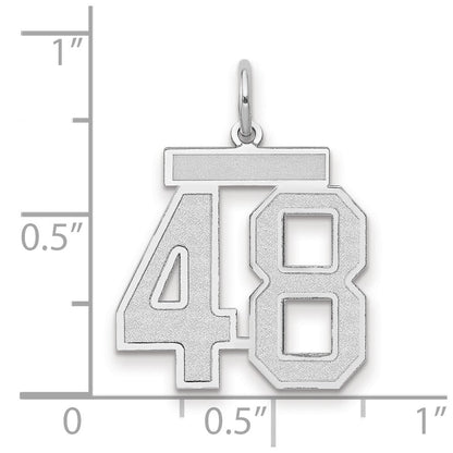 14k Weißgold Charm „Zahl 48“, mittelgroß, satiniert
