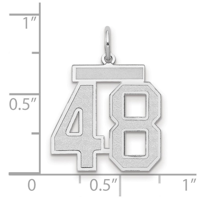 14k Weißgold Charm „Zahl 48“, mittelgroß, satiniert