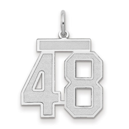 14k Weißgold Charm „Zahl 48“, mittelgroß, satiniert