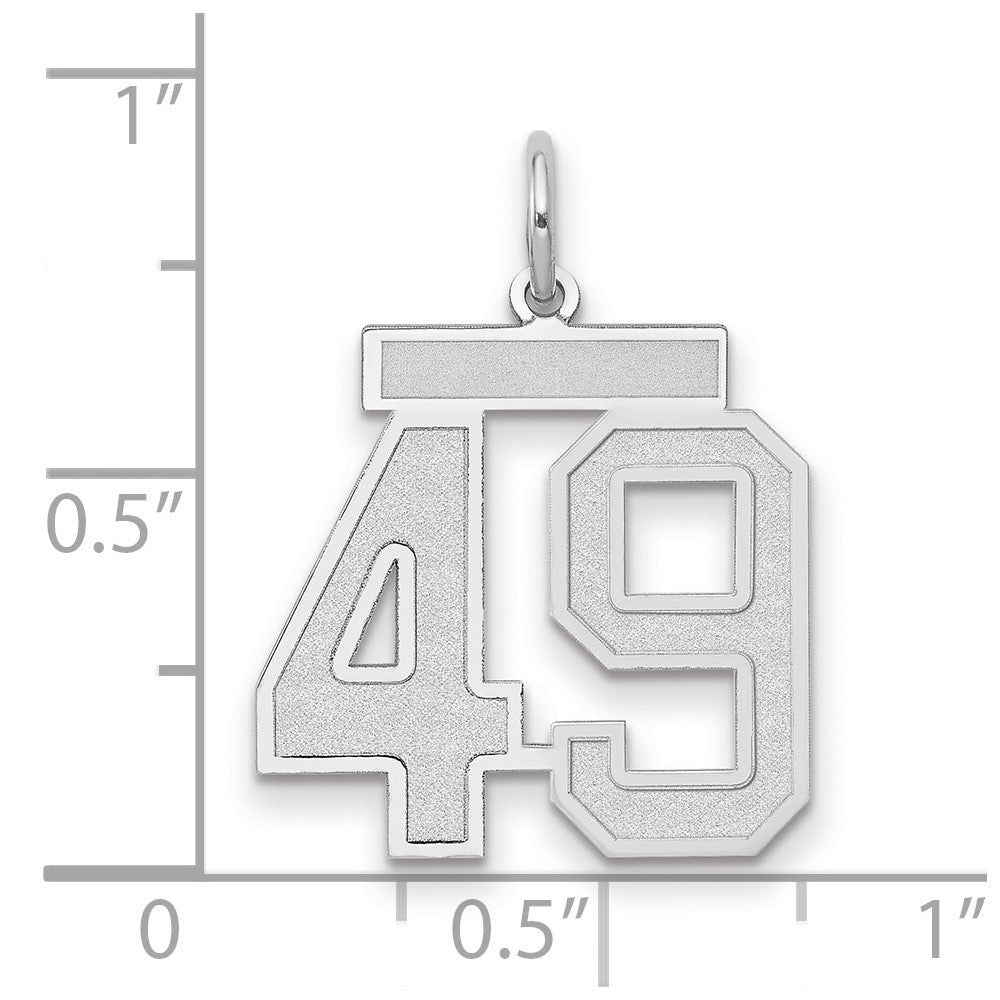 14K Weißgold Medium Satin Zahl 49 Charm