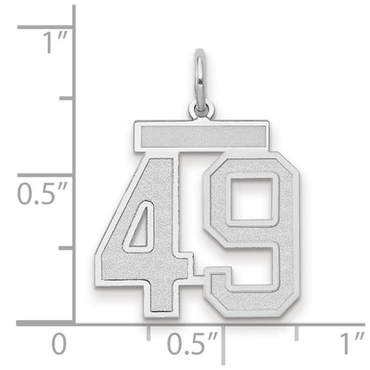 14K Weißgold Medium Satin Zahl 49 Charm
