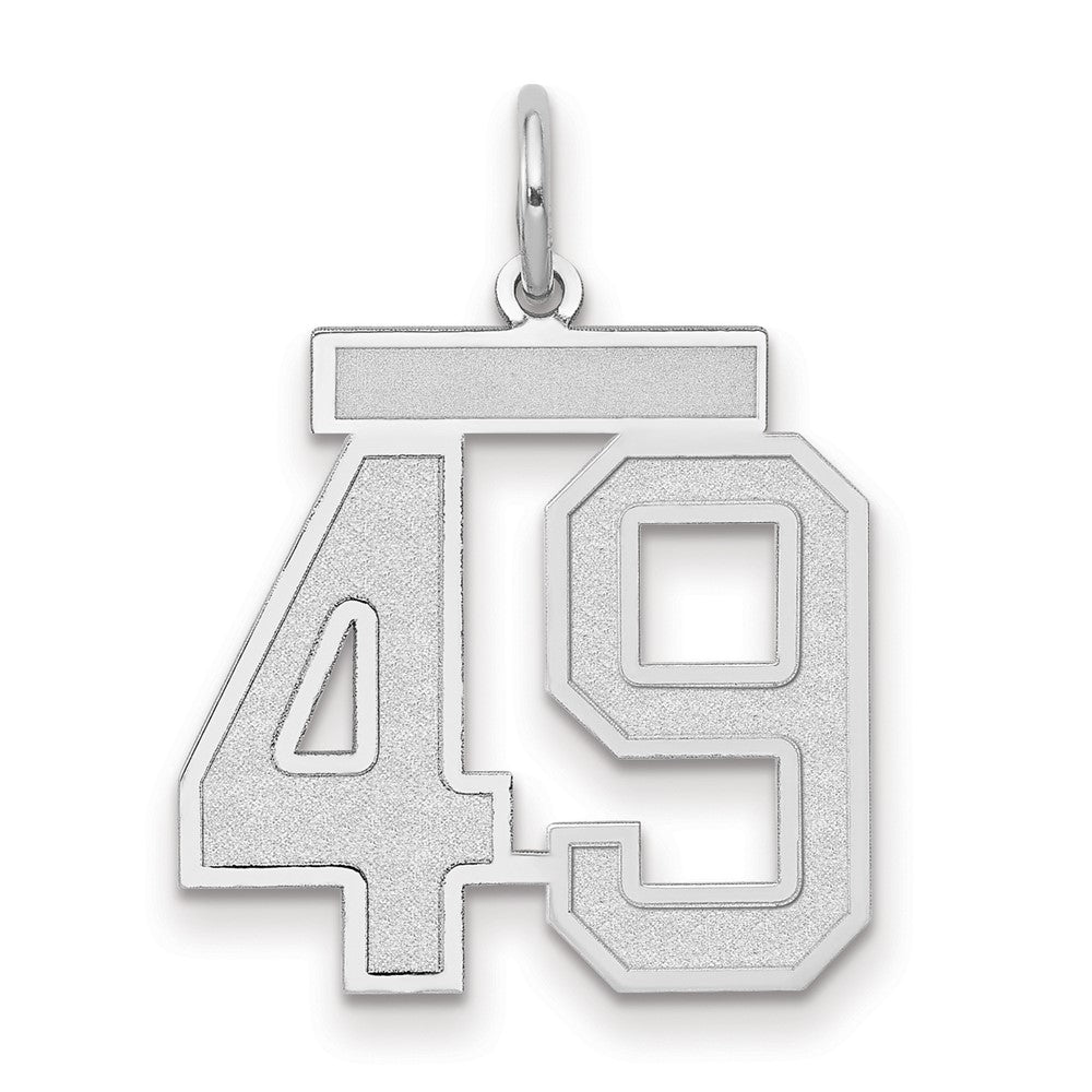 14K Weißgold Medium Satin Zahl 49 Charm