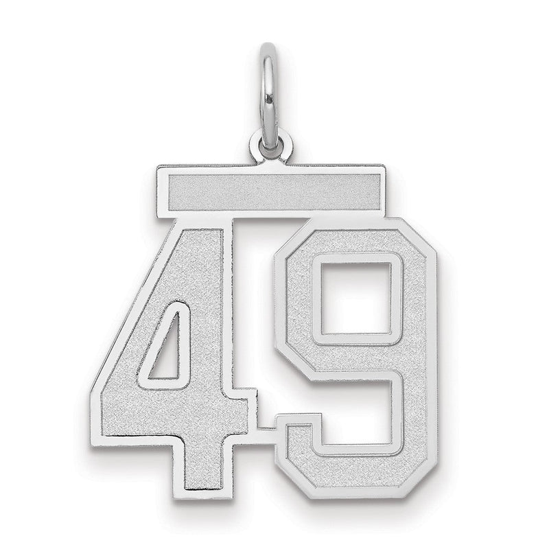 14K Weißgold Medium Satin Zahl 49 Charm