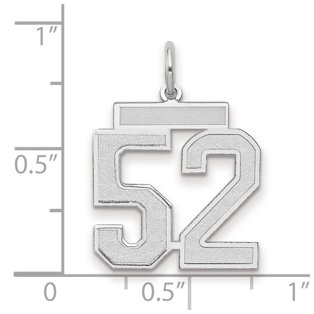 14K Weißgold Medium Satin Zahl 52 Charm