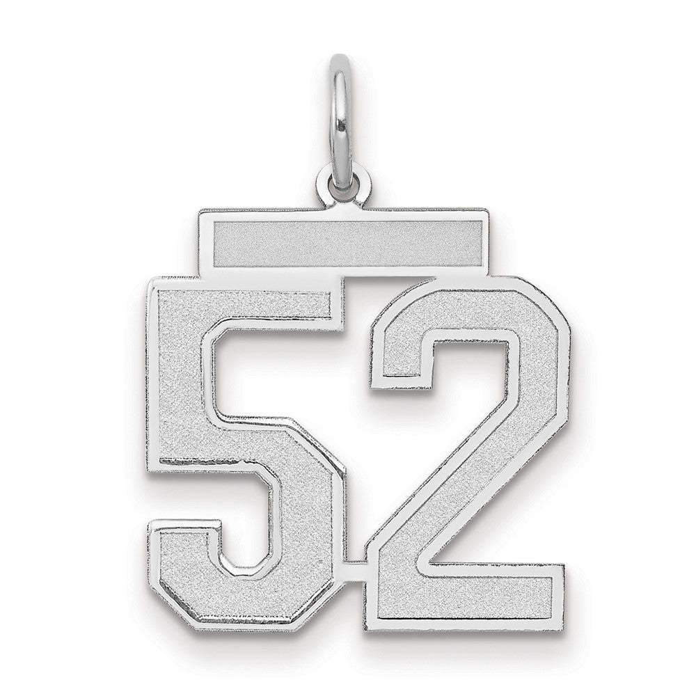 14K Weißgold Medium Satin Zahl 52 Charm