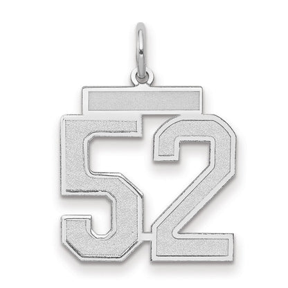 14K Weißgold Medium Satin Zahl 52 Charm