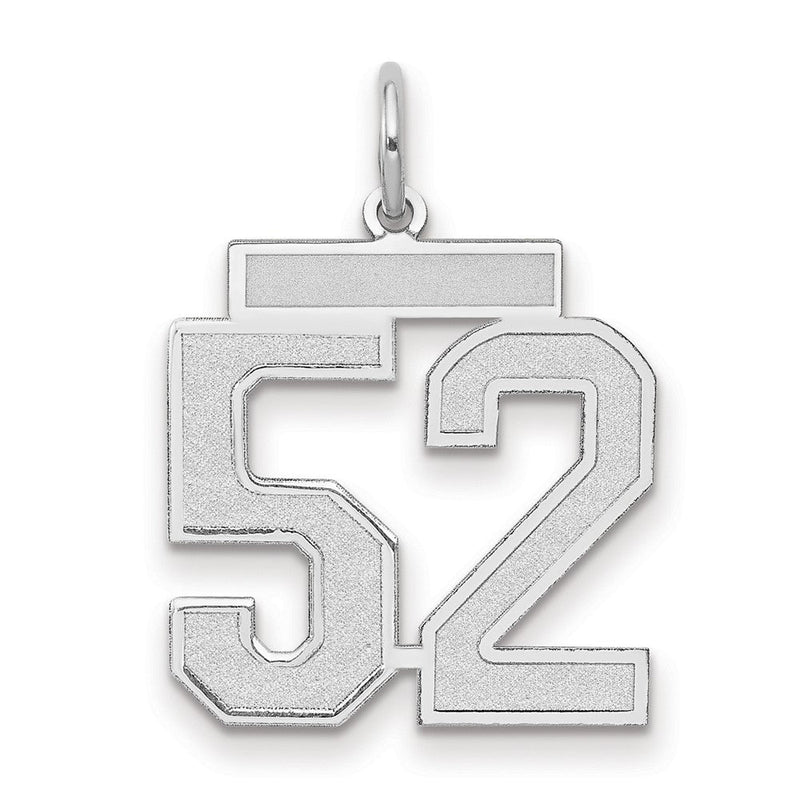 14K Weißgold Medium Satin Zahl 52 Charm