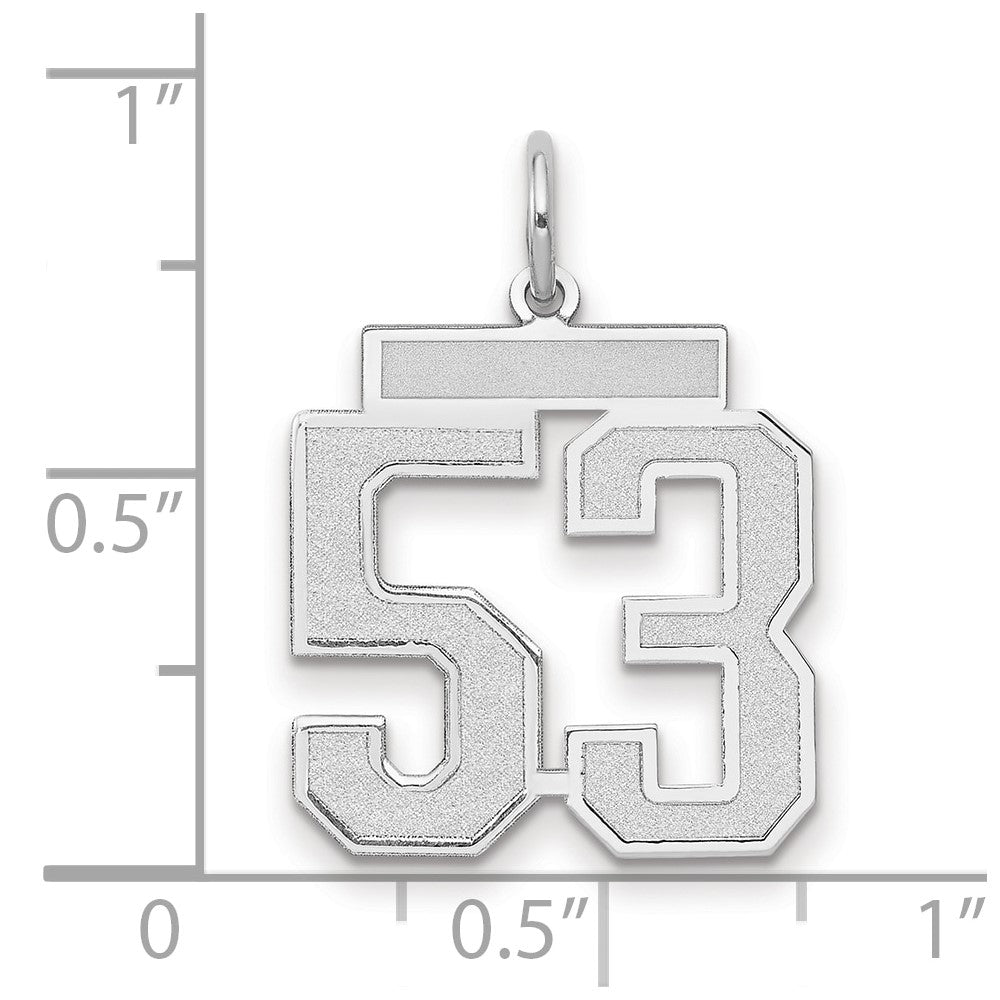 14K Weißgold Charm „Zahl 53“ mit mattierter Oberfläche, mittelgroß