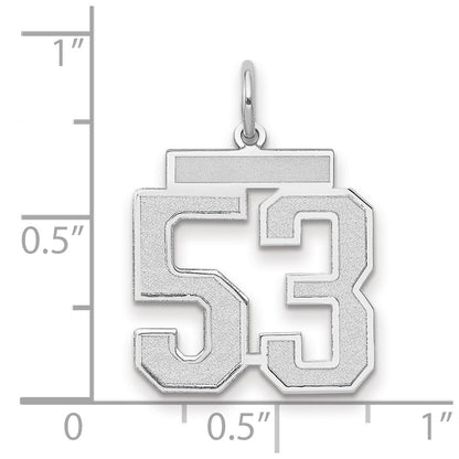 14K Weißgold Charm „Zahl 53“ mit mattierter Oberfläche, mittelgroß