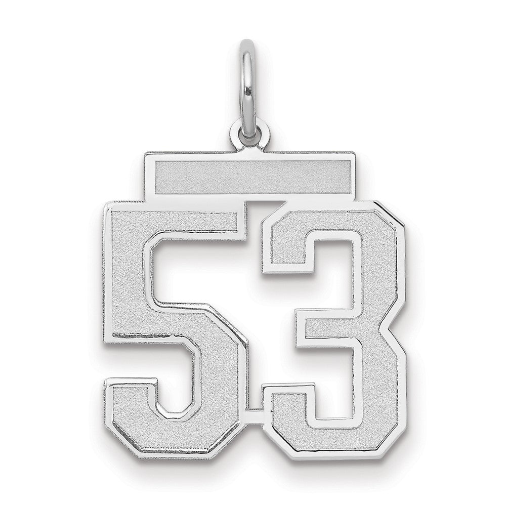 14K Weißgold Charm „Zahl 53“ mit mattierter Oberfläche, mittelgroß