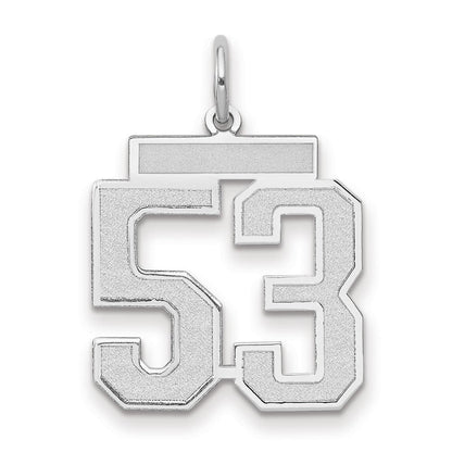 14K Weißgold Charm „Zahl 53“ mit mattierter Oberfläche, mittelgroß