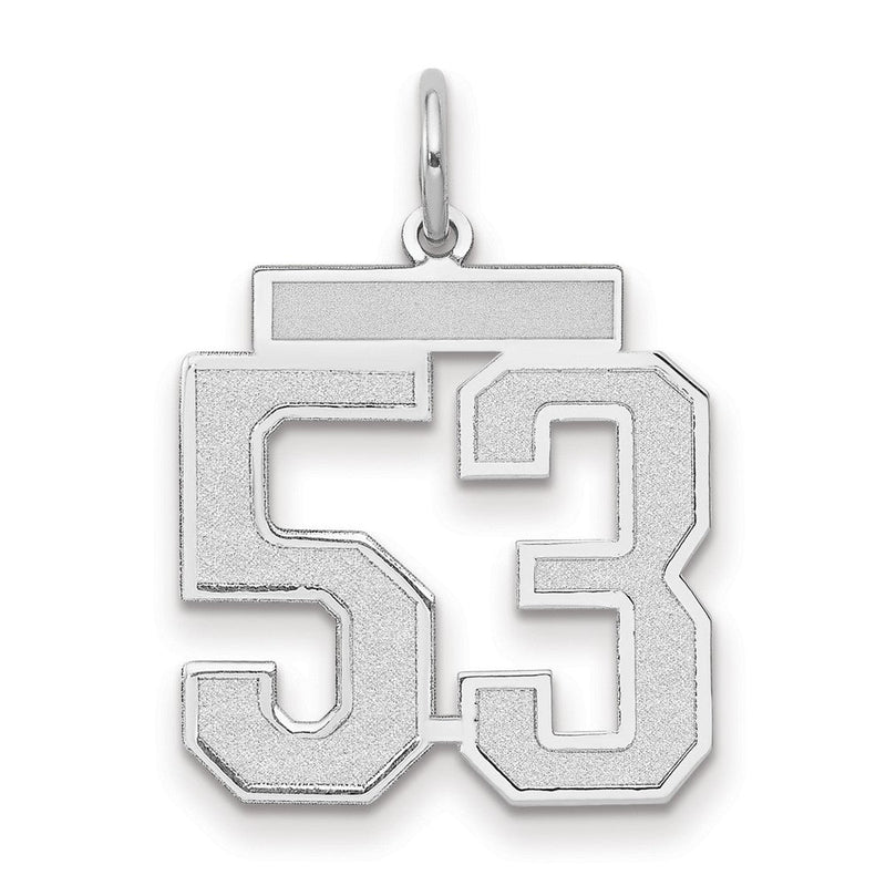 14K Weißgold Charm „Zahl 53“ mit mattierter Oberfläche, mittelgroß