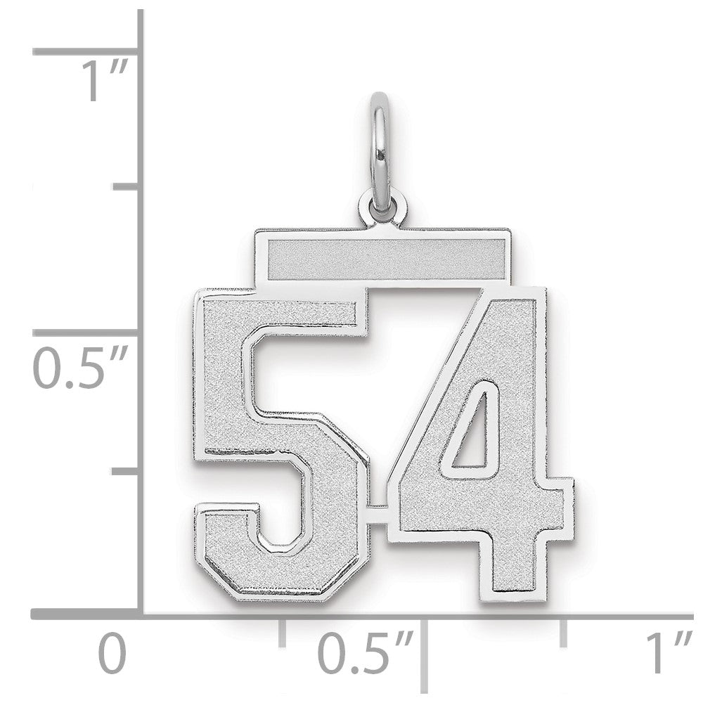 14K Weißgold mattierter Zahlenanhänger "54" (mittelgroß)