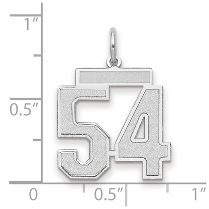 14K Weißgold mattierter Zahlenanhänger "54" (mittelgroß)