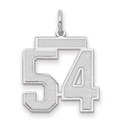 14K Weißgold mattierter Zahlenanhänger "54" (mittelgroß)