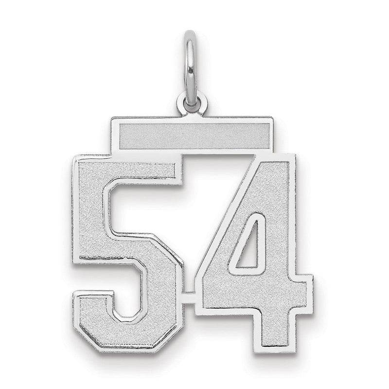14K Weißgold mattierter Zahlenanhänger "54" (mittelgroß)