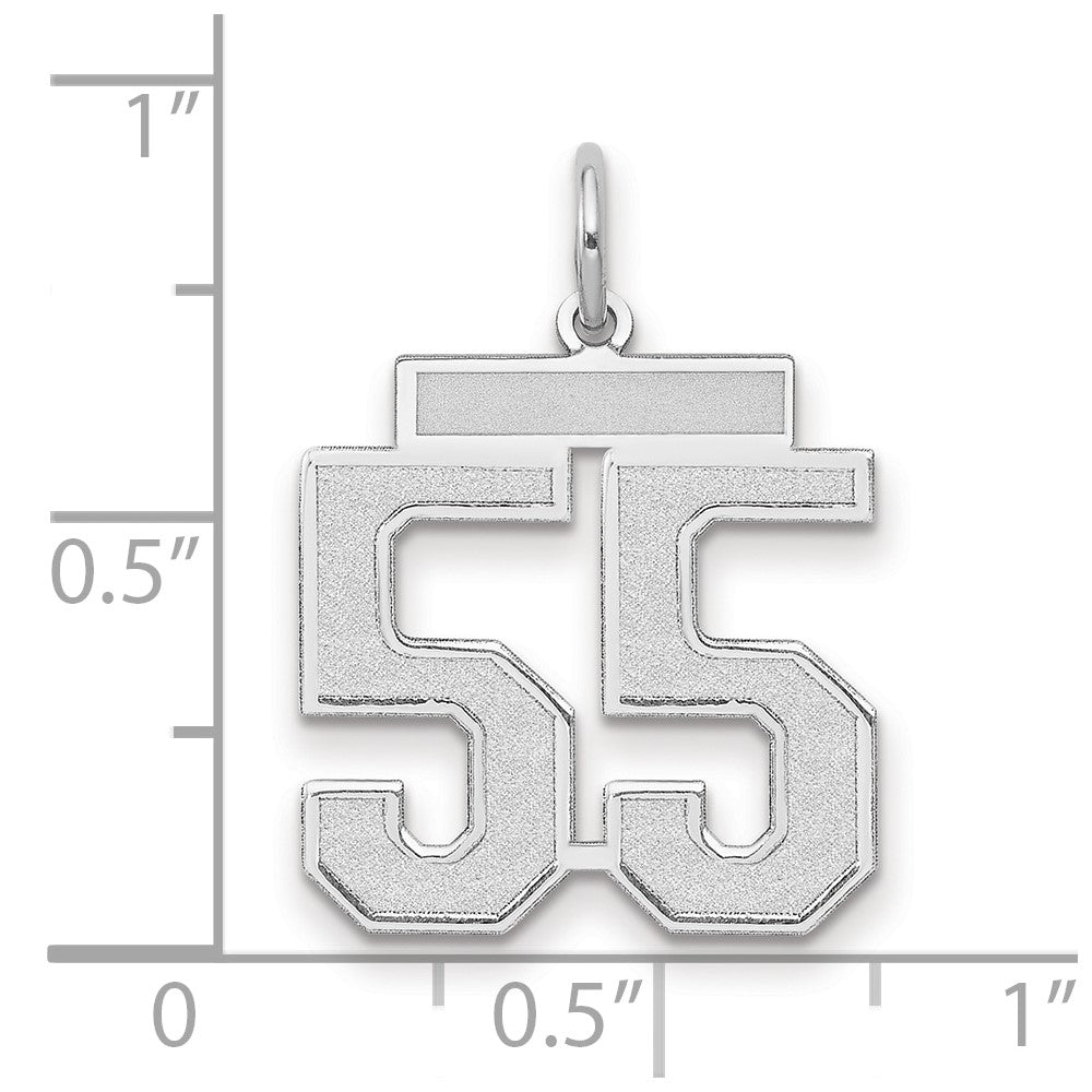 14K Weißgold Charm „Zahl 55“ in mittlerer satinierter Ausführung