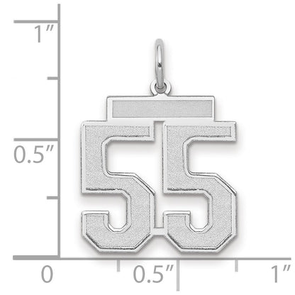 14K Weißgold Charm „Zahl 55“ in mittlerer satinierter Ausführung