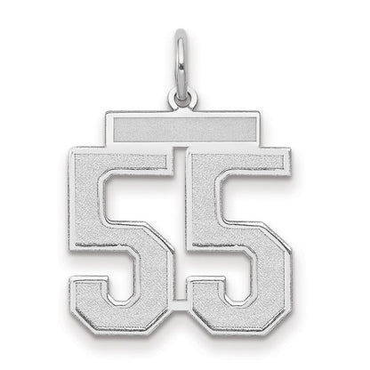 14K Weißgold Charm „Zahl 55“ in mittlerer satinierter Ausführung