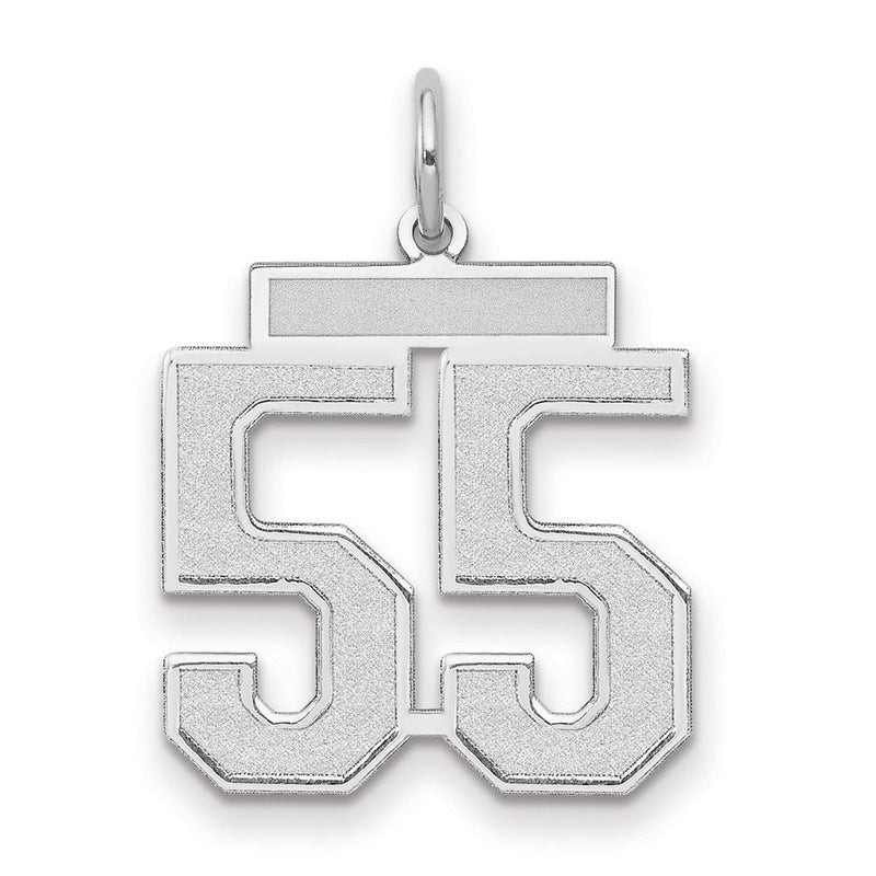 14K Weißgold Charm „Zahl 55“ in mittlerer satinierter Ausführung