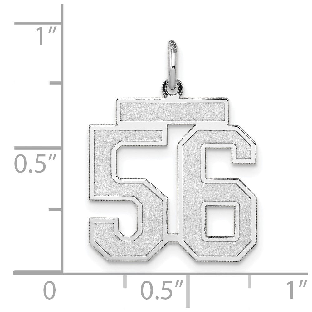 14K Weißgold Charm „Zahl 56" mittelgroß, satiniert