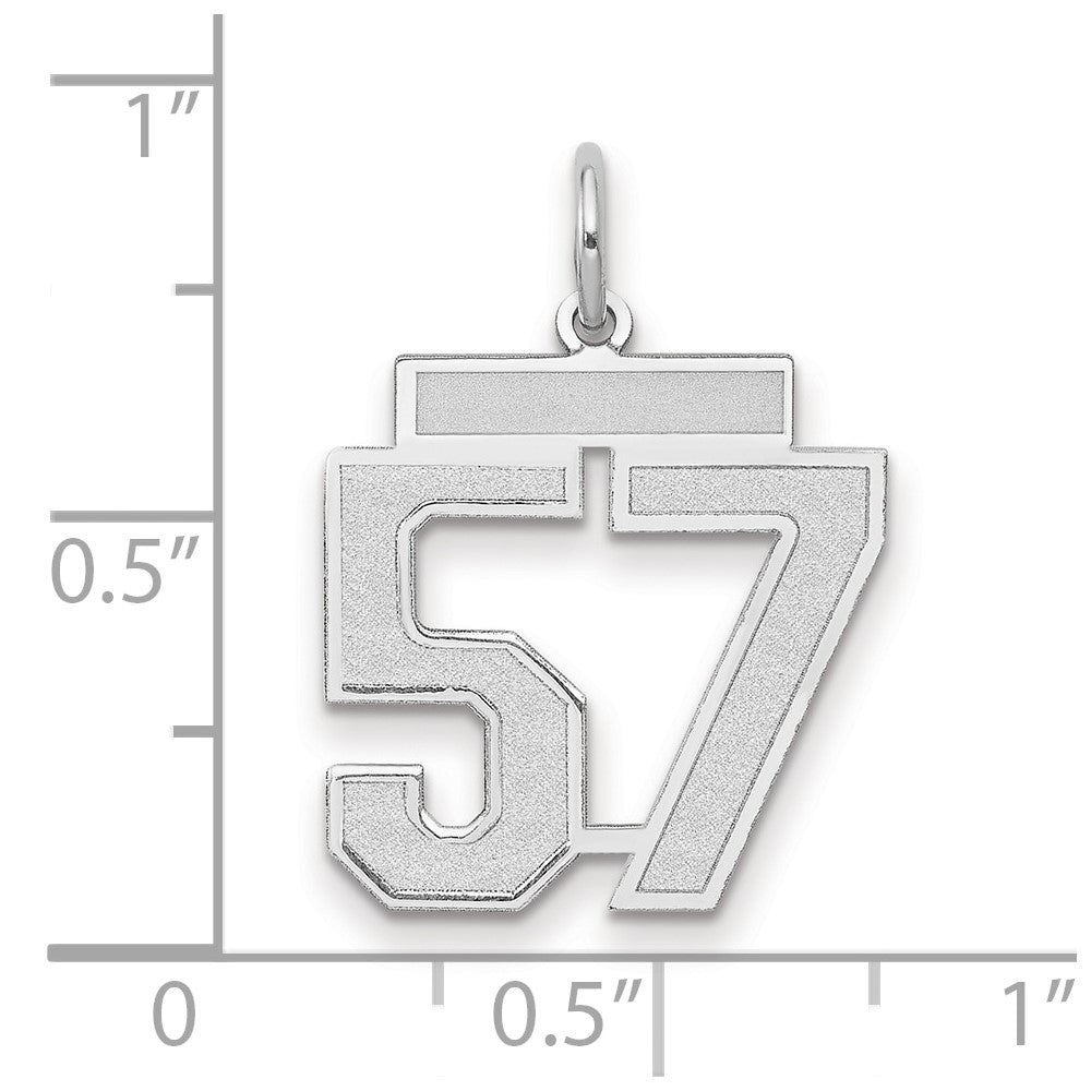 14K Weißgold Charm „Zahl 57" mit mittlerem Satinfinish