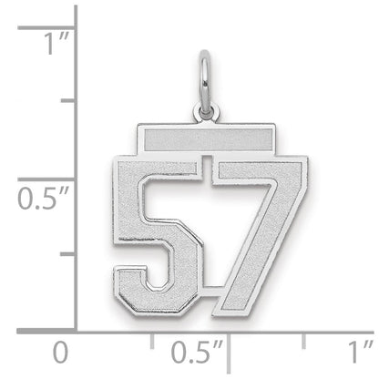 14K Weißgold Charm „Zahl 57" mit mittlerem Satinfinish