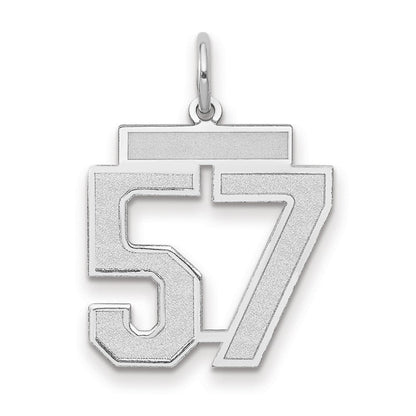 14K Weißgold Charm „Zahl 57" mit mittlerem Satinfinish