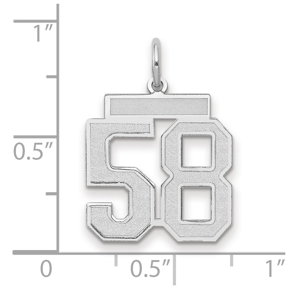 14K Weißgold Charm "Zahl 58" mit mattierter Oberfläche, mittelgroß