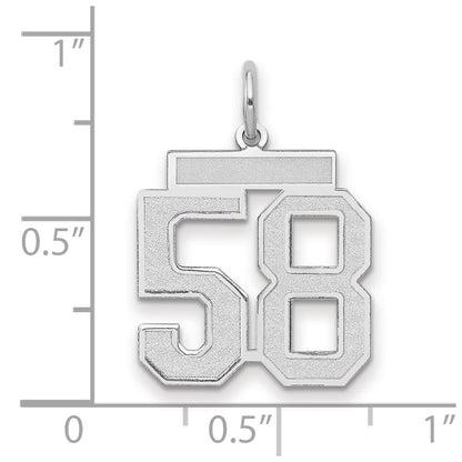 14K Weißgold Charm "Zahl 58" mit mattierter Oberfläche, mittelgroß