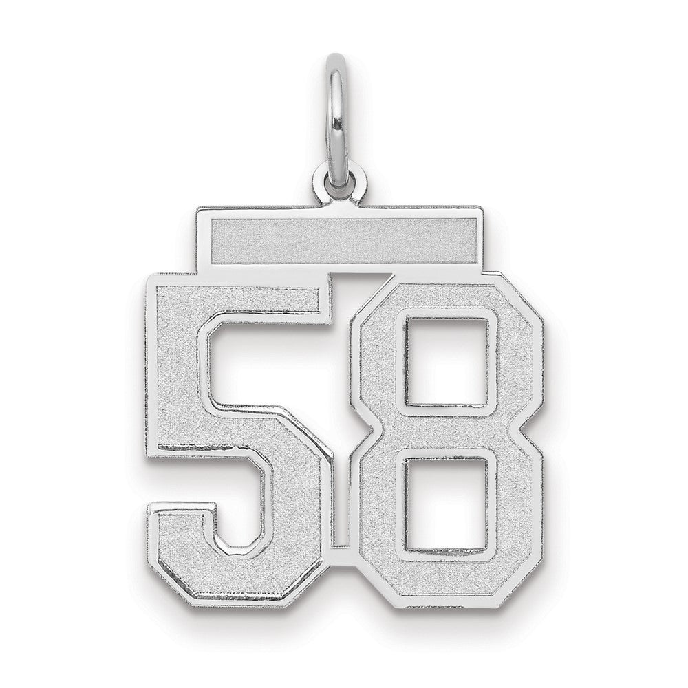 14K Weißgold Charm "Zahl 58" mit mattierter Oberfläche, mittelgroß