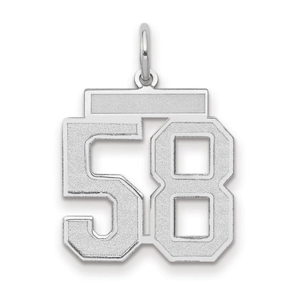 14K Weißgold Charm "Zahl 58" mit mattierter Oberfläche, mittelgroß