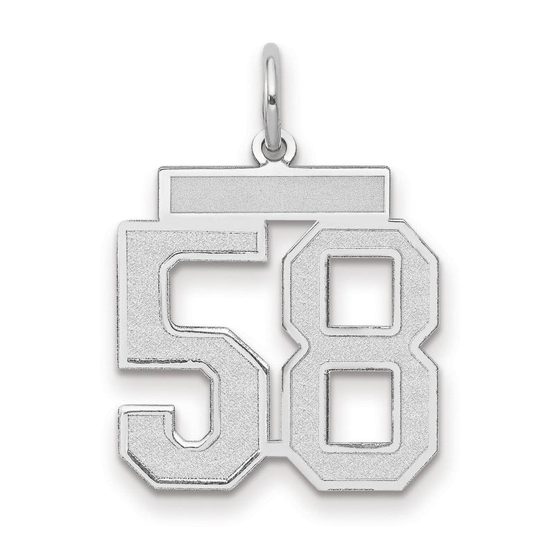 14K Weißgold Charm "Zahl 58" mit mattierter Oberfläche, mittelgroß