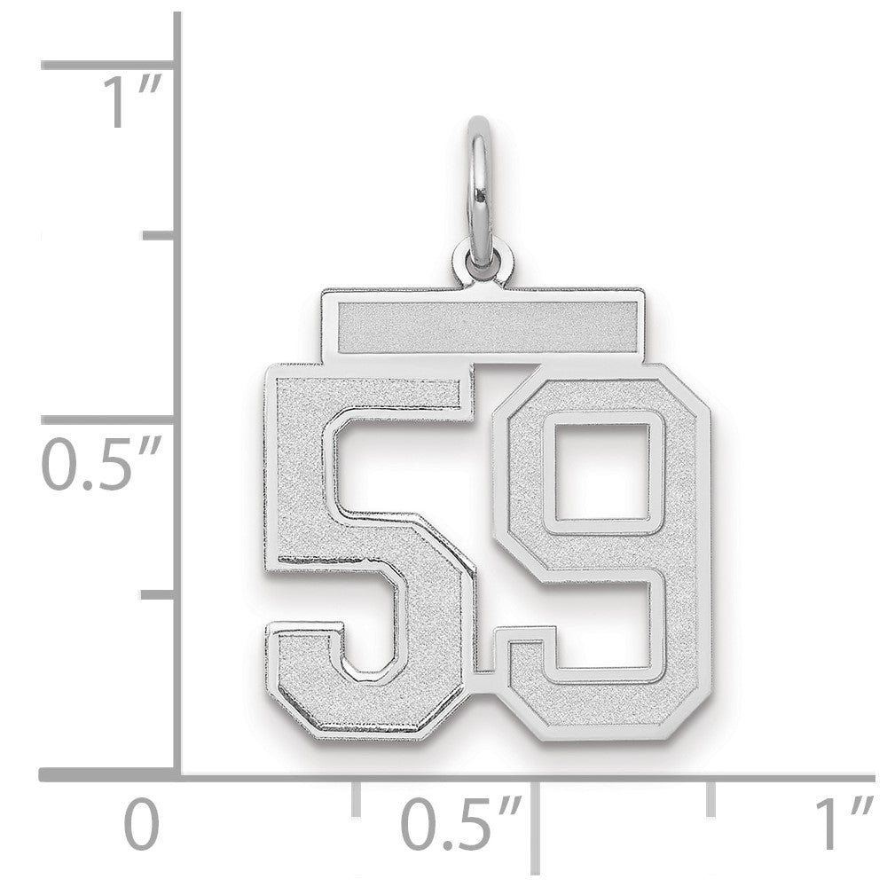 585 Weißgold Charm "Zahl 59", satiniert, mittelgroß