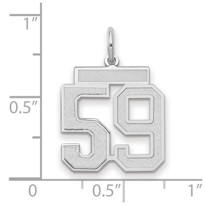585 Weißgold Charm "Zahl 59", satiniert, mittelgroß