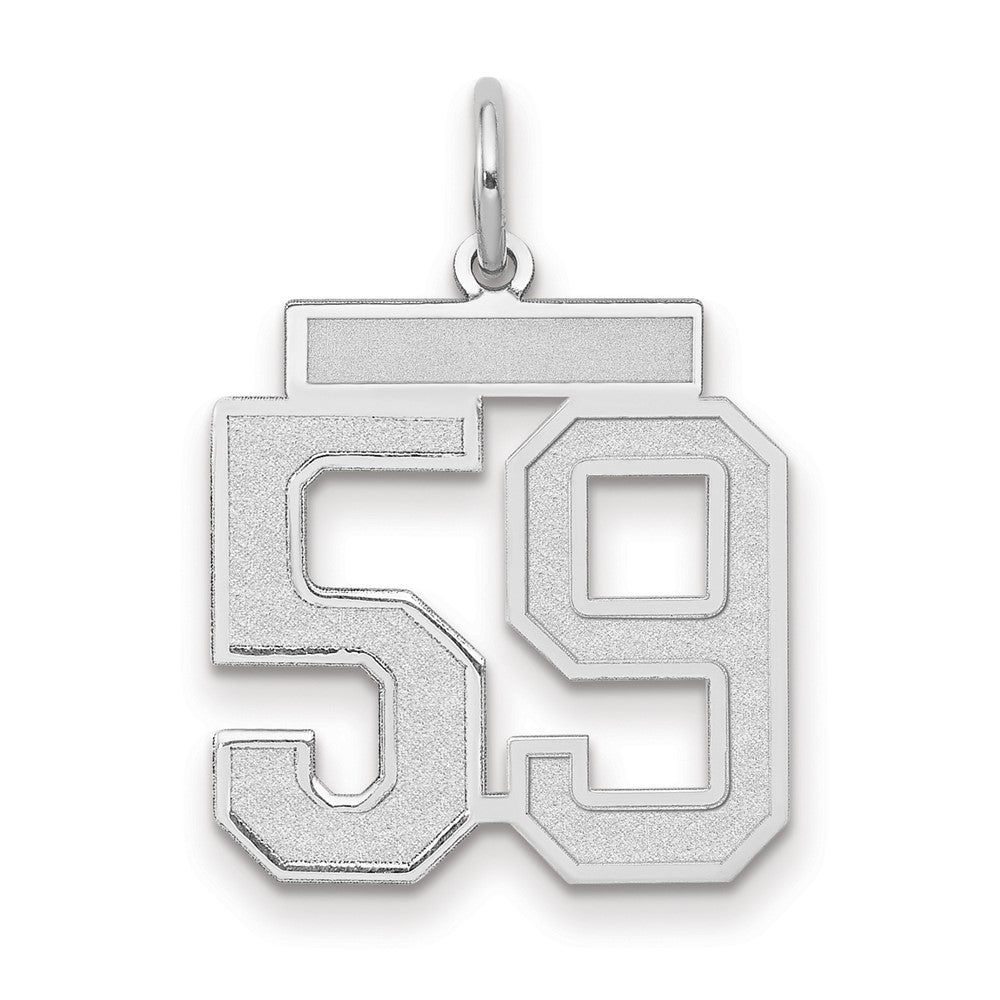 585 Weißgold Charm "Zahl 59", satiniert, mittelgroß