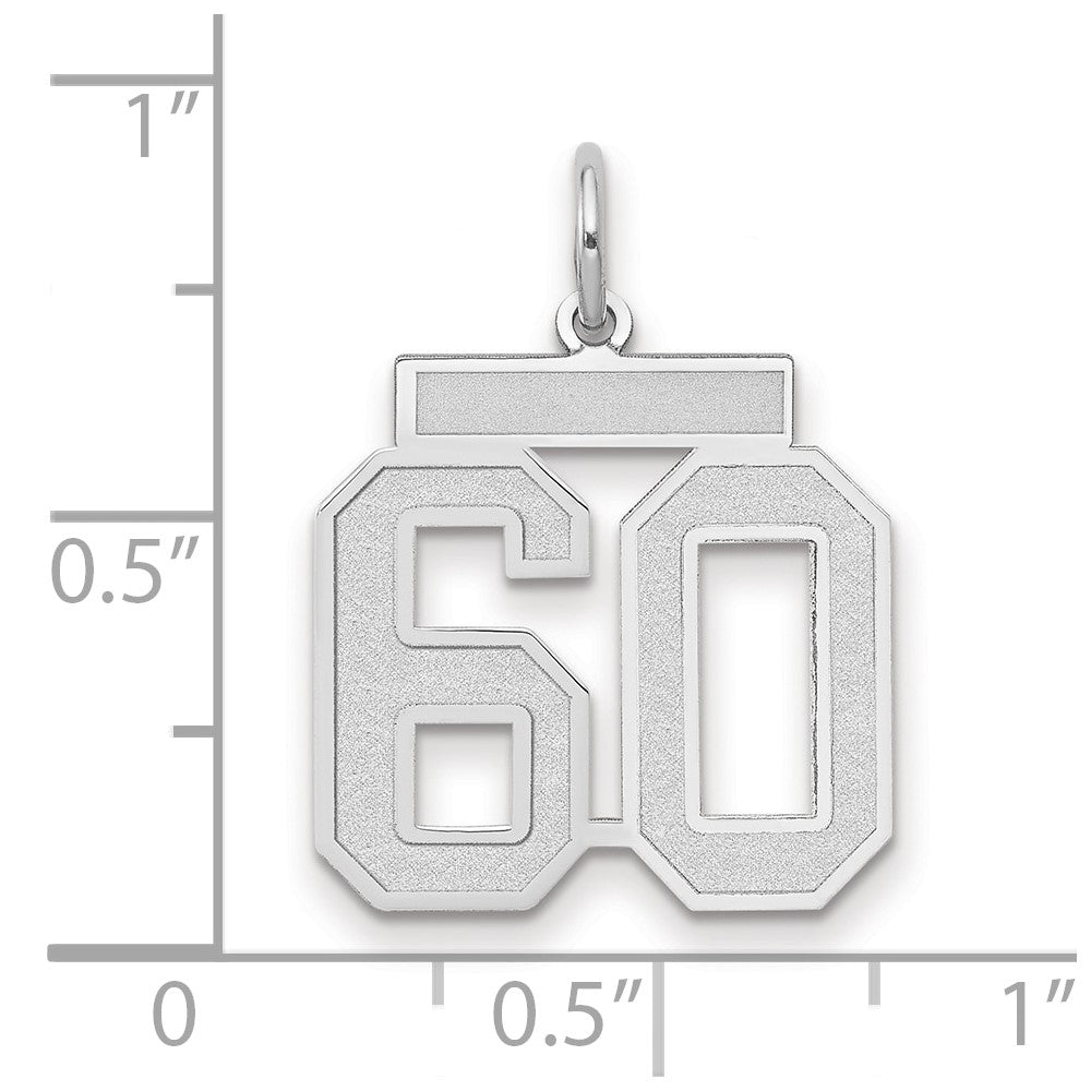 14K Weißgold Charm „Zahl 60" mit mittlerem Satinfinish