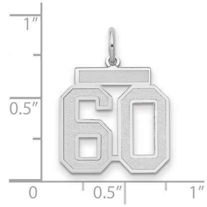 14K Weißgold Charm „Zahl 60" mit mittlerem Satinfinish