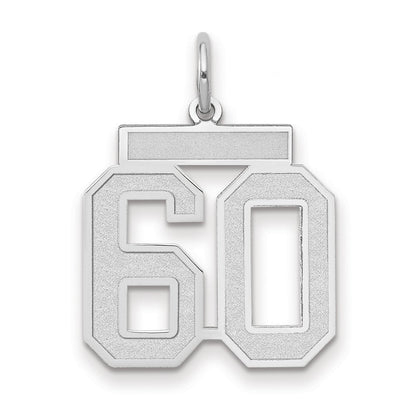 14K Weißgold Charm „Zahl 60" mit mittlerem Satinfinish