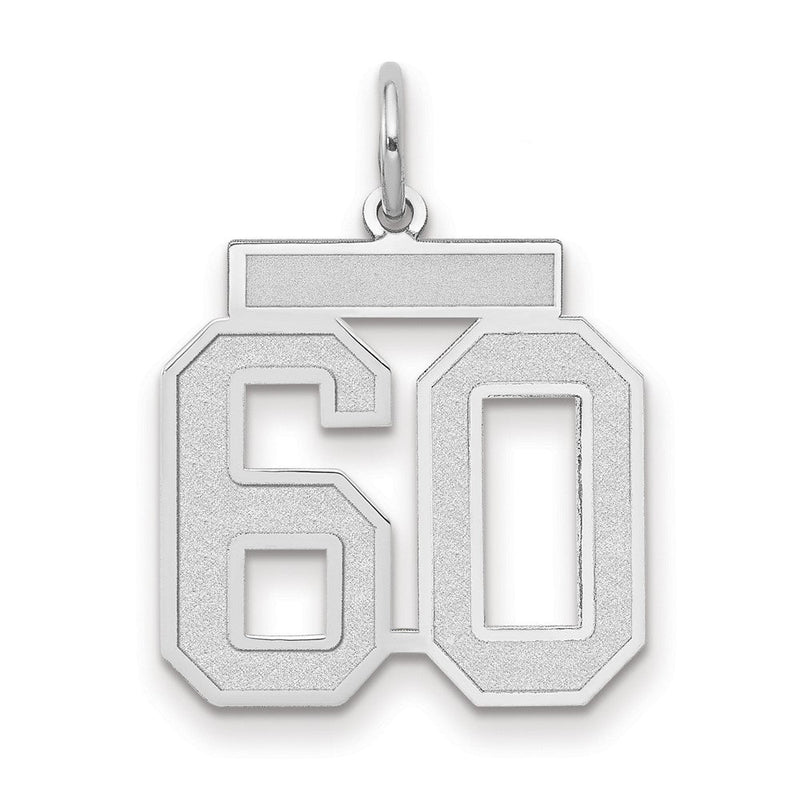 14K Weißgold Charm „Zahl 60" mit mittlerem Satinfinish