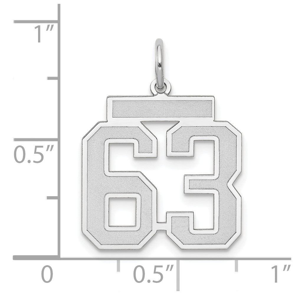 14K Weißgold Medium Satin Zahl 63 Charm