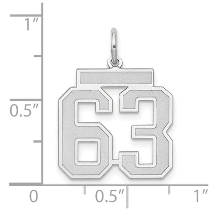 14K Weißgold Medium Satin Zahl 63 Charm