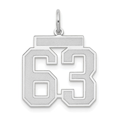 14K Weißgold Medium Satin Zahl 63 Charm