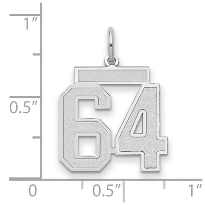 14K Weißgold Medium Satin Zahl 64 Charm